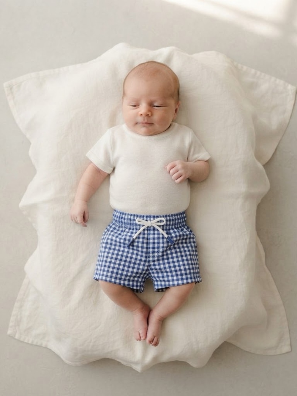 Cat & Jack Baby Navy Blue Gingham Swim Trunks